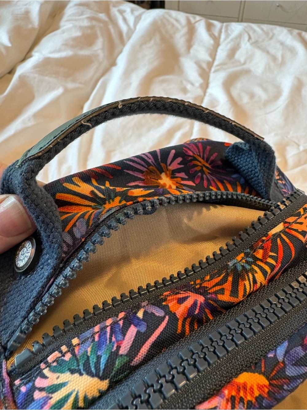 Kipling Navy Floral Backpack with Multicolor Burst Print - Picture 11 of 14